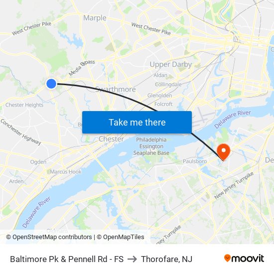 Baltimore Pk & Pennell Rd - FS to Thorofare, NJ map