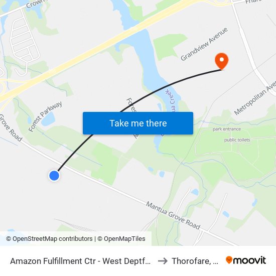 Amazon Fulfillment Ctr - West Deptford to Thorofare, NJ map