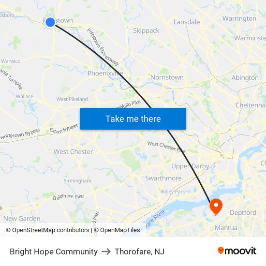 Bright Hope Community to Thorofare, NJ map