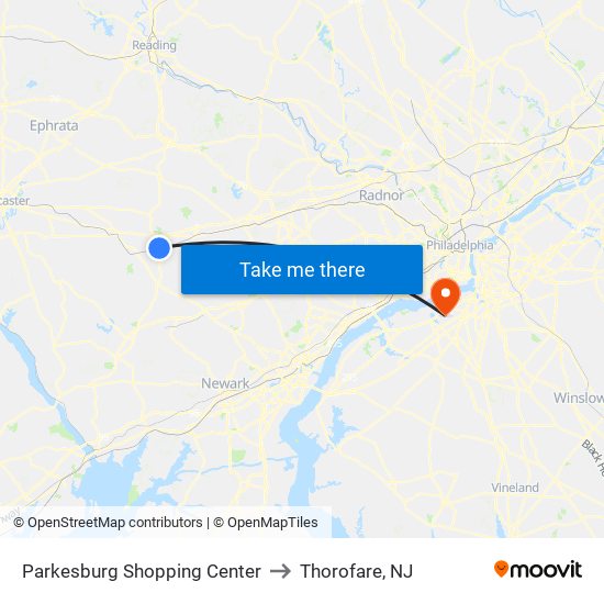 Parkesburg Shopping Center to Thorofare, NJ map
