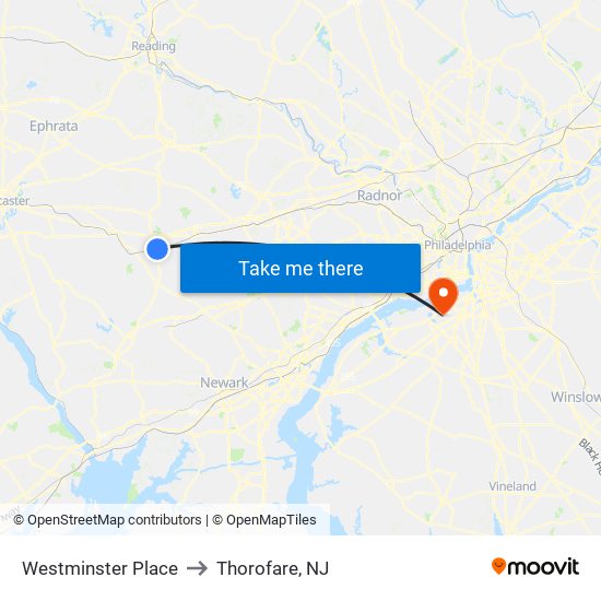 Westminster Place to Thorofare, NJ map