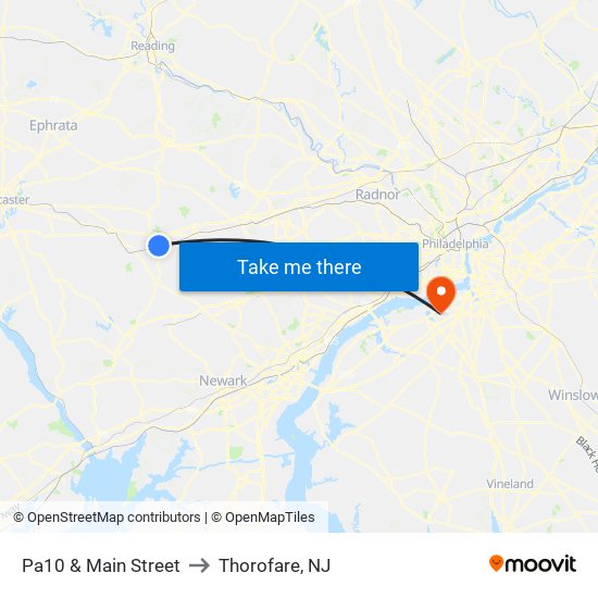 Pa10 & Main Street to Thorofare, NJ map