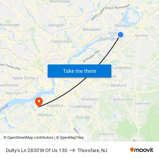 Dulty's Ln 2830'W Of Us 130 to Thorofare, NJ map