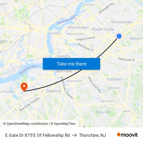 E Gate Dr 875'E Of Fellowship Rd to Thorofare, NJ map