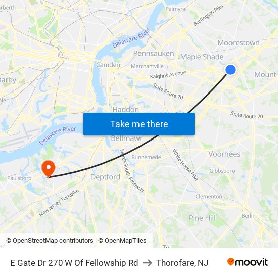 E Gate Dr 270'W Of Fellowship Rd to Thorofare, NJ map