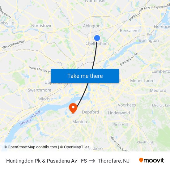 Huntingdon Pk & Pasadena Av - FS to Thorofare, NJ map