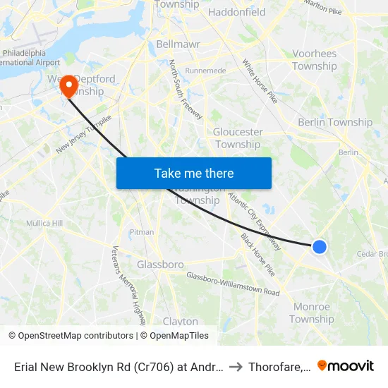 Erial New Brooklyn Rd (Cr706) at Andrews Rd to Thorofare, NJ map