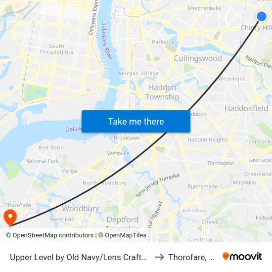 Upper Level by Old Navy/Lens Crafters to Thorofare, NJ map