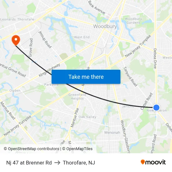 Nj 47 at Brenner Rd to Thorofare, NJ map