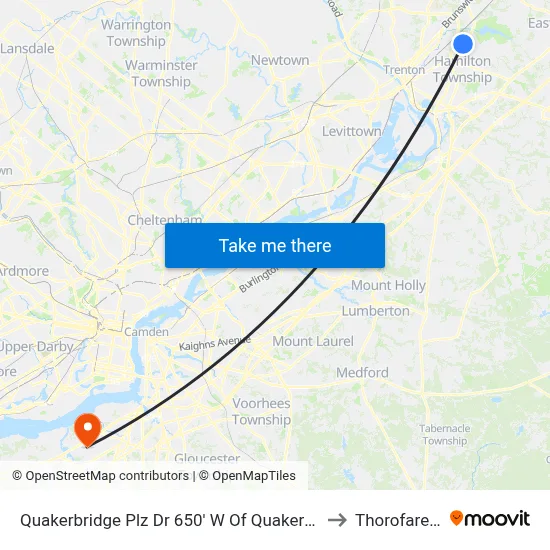 Quakerbridge Plz Dr 650' W Of Quakerbridge Rd to Thorofare, NJ map