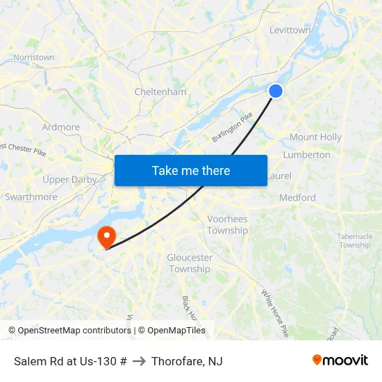 Salem Rd at Us-130 # to Thorofare, NJ map