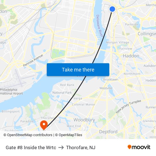 Gate #8 Inside the Wrtc to Thorofare, NJ map