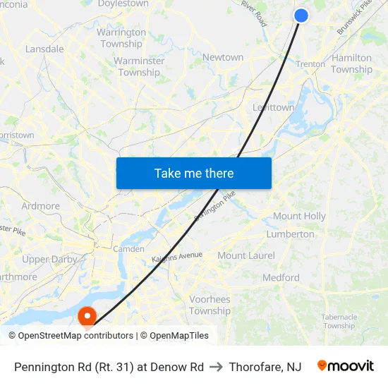 Pennington Rd (Rt. 31)  at Denow Rd to Thorofare, NJ map