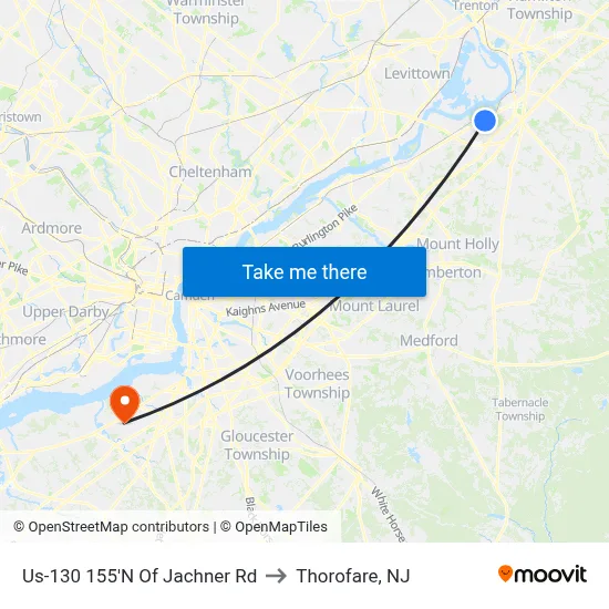 Us-130 155'N Of Jachner Rd to Thorofare, NJ map