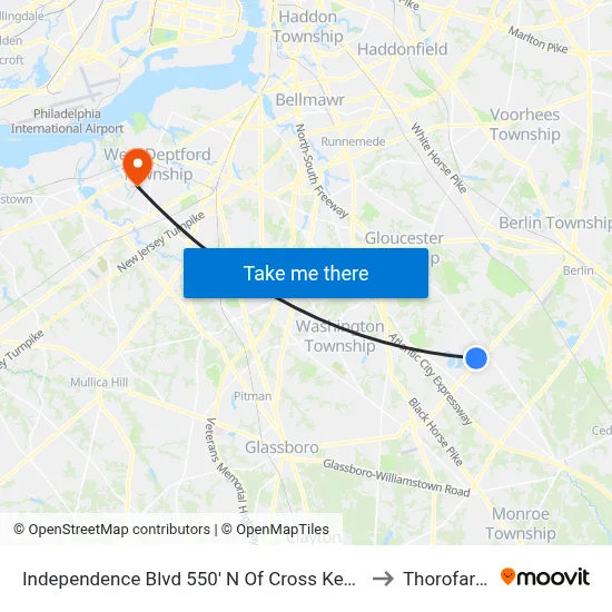 Independence Blvd 550' N Of Cross Keys Rd. (Cr689) to Thorofare, NJ map