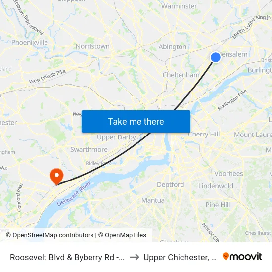 Roosevelt Blvd & Byberry Rd - FS to Upper Chichester, PA map