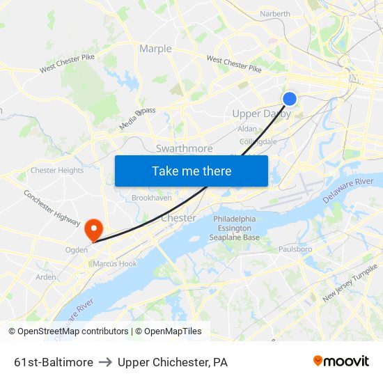 61st-Baltimore to Upper Chichester, PA map