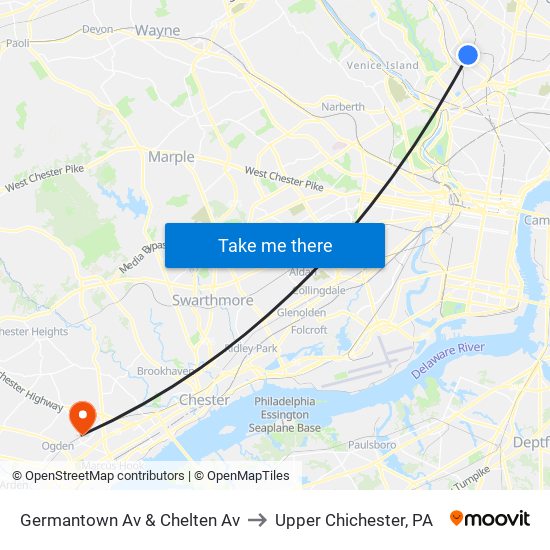 Germantown Av & Chelten Av to Upper Chichester, PA map