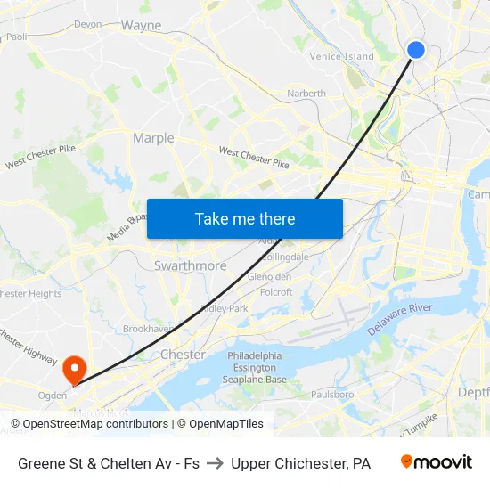 Greene St & Chelten Av - Fs to Upper Chichester, PA map