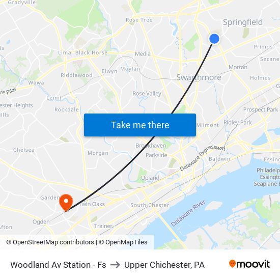 Woodland Av Station - Fs to Upper Chichester, PA map