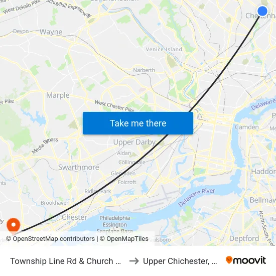 Township Line Rd & Church Rd to Upper Chichester, PA map