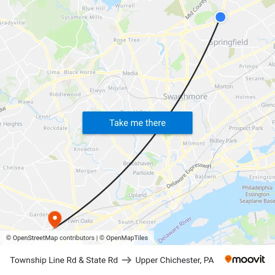 Township Line Rd & State Rd to Upper Chichester, PA map