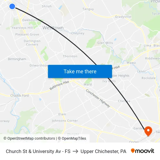 Church St & University Av - FS to Upper Chichester, PA map