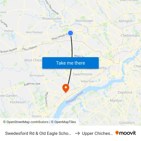 Swedesford Rd & Old Eagle School Rd - Mbns to Upper Chichester, PA map