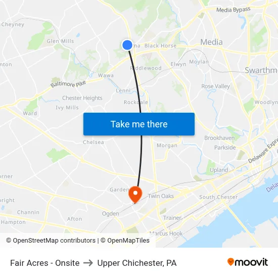 Fair Acres - Onsite to Upper Chichester, PA map