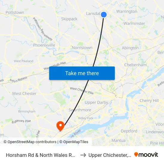 Horsham Rd & North Wales Rd - Fs to Upper Chichester, PA map