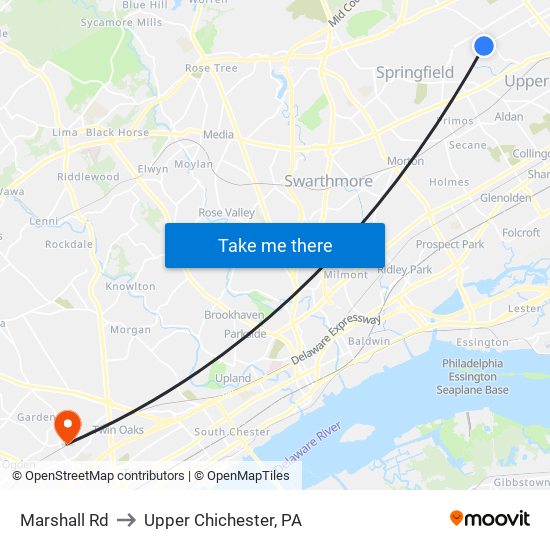 Marshall Rd to Upper Chichester, PA map