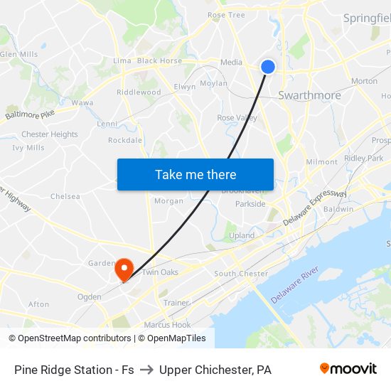 Pine Ridge Station - Fs to Upper Chichester, PA map