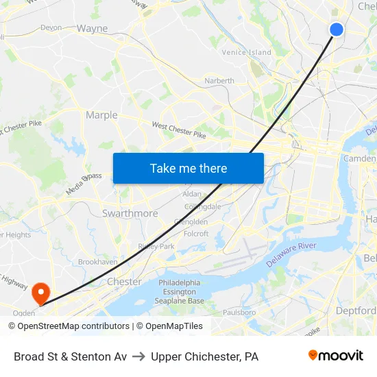 Broad St & Stenton Av to Upper Chichester, PA map