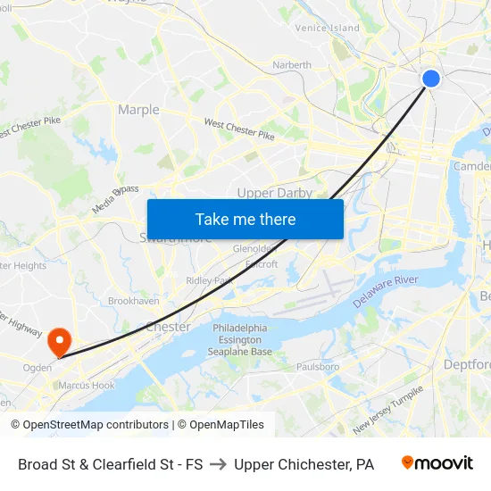 Broad St & Clearfield St - FS to Upper Chichester, PA map