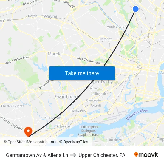 Germantown Av & Allens Ln to Upper Chichester, PA map