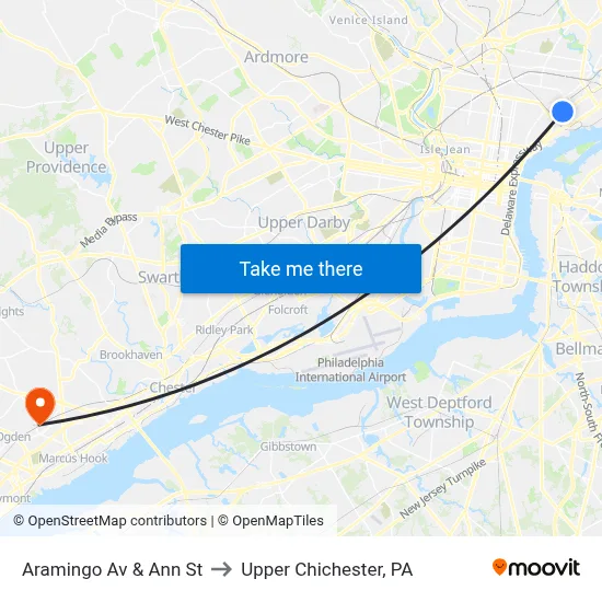 Aramingo Av & Ann St to Upper Chichester, PA map