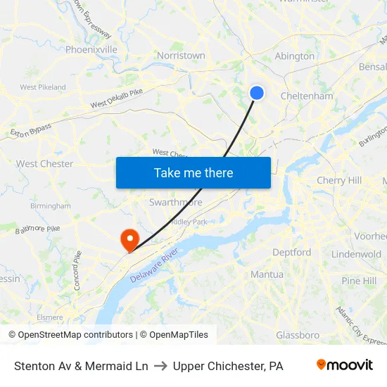 Stenton Av & Mermaid Ln to Upper Chichester, PA map