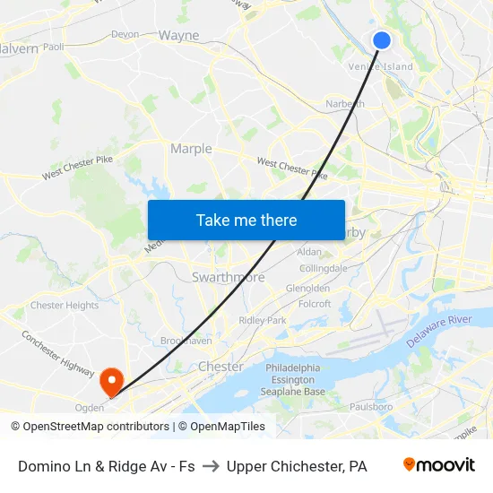 Domino Ln & Ridge Av - Fs to Upper Chichester, PA map