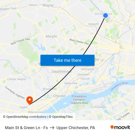 Main St & Green Ln - Fs to Upper Chichester, PA map