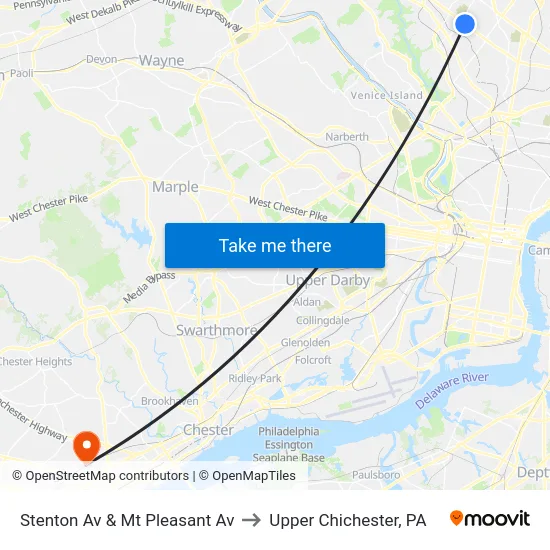 Stenton Av & Mt Pleasant Av to Upper Chichester, PA map