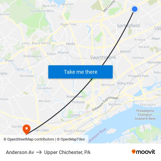 Anderson Av to Upper Chichester, PA map