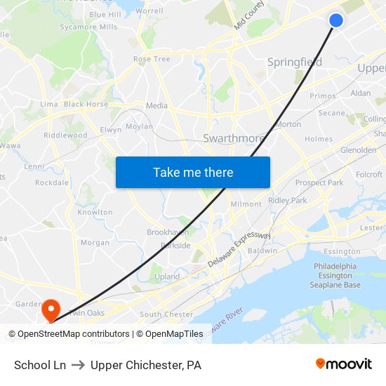 School Ln to Upper Chichester, PA map