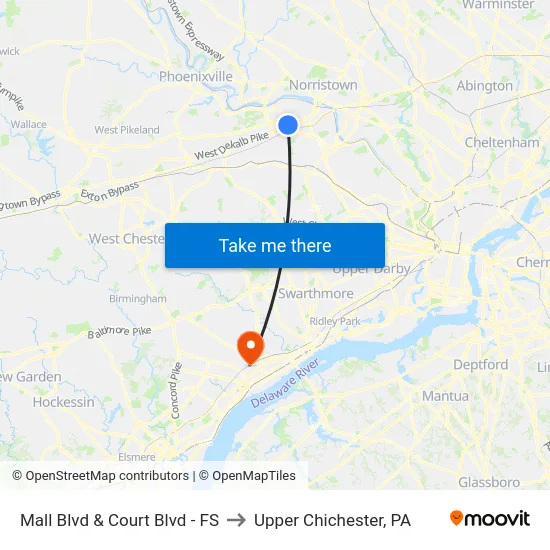 Mall Blvd & Court Blvd - FS to Upper Chichester, PA map