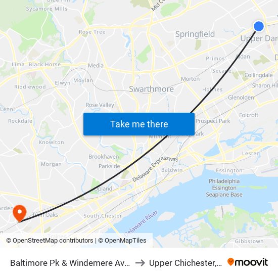 Baltimore Pk & Windemere Av - Fs to Upper Chichester, PA map