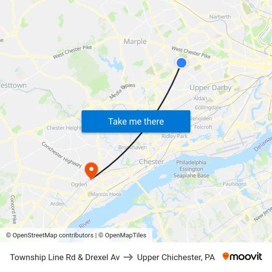 Township Line Rd & Drexel Av to Upper Chichester, PA map