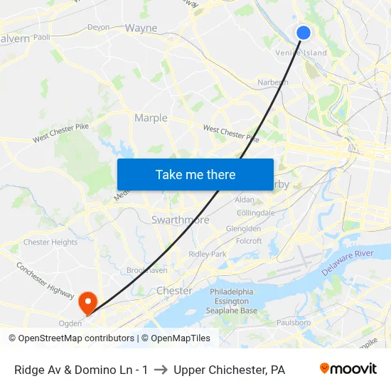 Ridge Av & Domino Ln - 1 to Upper Chichester, PA map