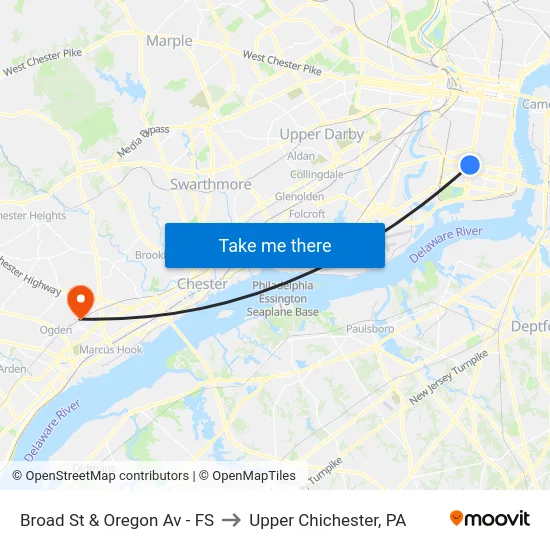 Broad St & Oregon Av - FS to Upper Chichester, PA map