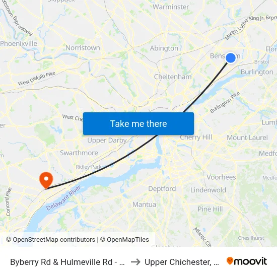 Byberry Rd & Hulmeville Rd - FS to Upper Chichester, PA map