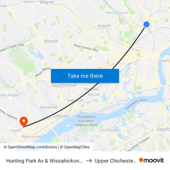 Hunting Park Av & Wissahickon Av - FS to Upper Chichester, PA map