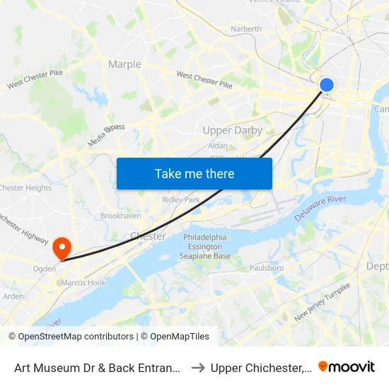 Art Museum Dr & Back Entrance - 2 to Upper Chichester, PA map